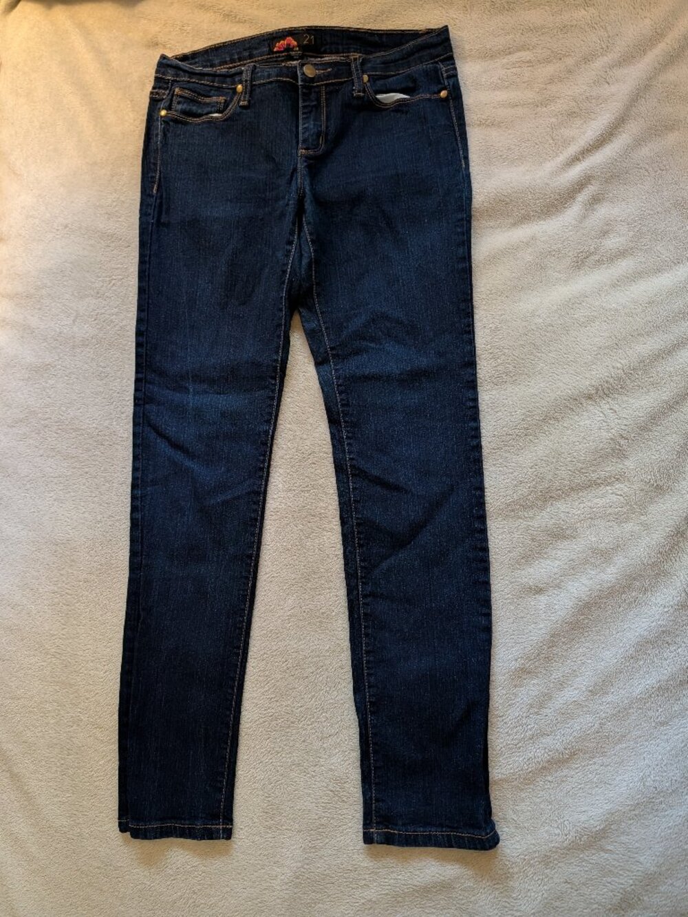 21 WOMEN'S JEANS 28 Skinny Long Denim Pants Dark Blue Forever Straight Leg